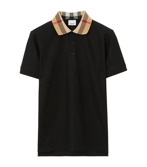 burberry check trim polo shirt|Check Collar Cotton Polo Shirt in Black .